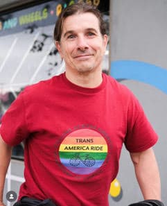 Picture of Ray, wearing a red Trans America Ride t-shirt